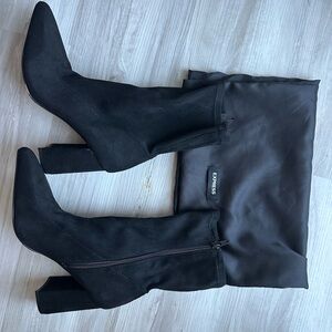 Express Elegant Black Heeled Boots (worn once with dust bag)